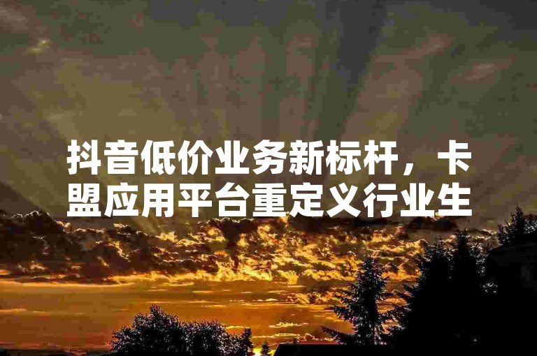 抖音低价业务新标杆，卡盟应用平台重定义行业生态