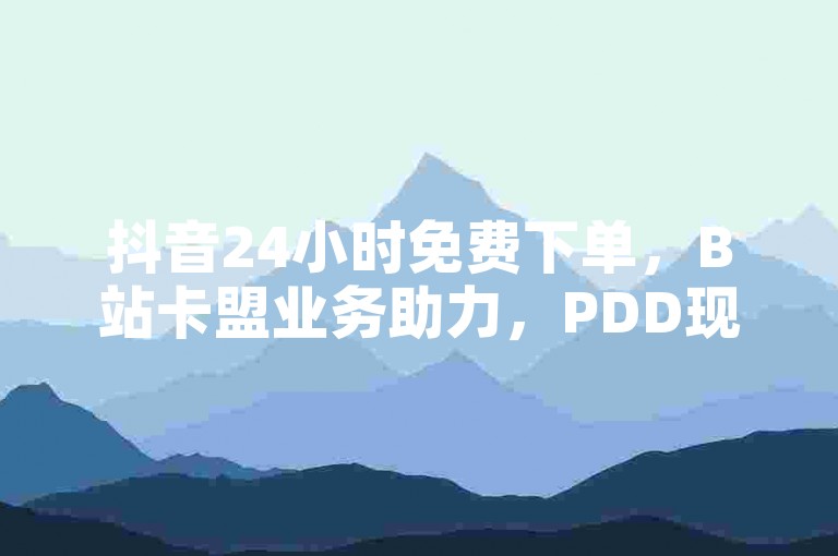 抖音24小时免费下单，B站卡盟业务助力，PDD现金大转盘助力，低价发卡网助力！