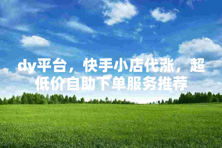 dy平台，快手小店代涨，超低价自助下单服务推荐