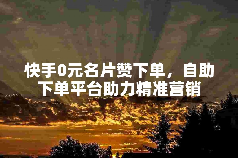 快手0元名片赞下单，自助下单平台助力精准营销