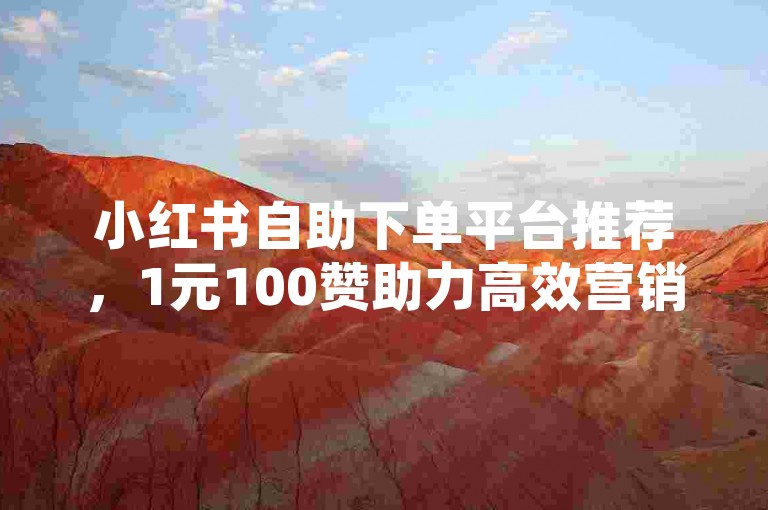 小红书自助下单平台推荐，1元100赞助力高效营销