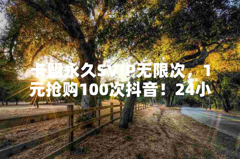 卡盟永久SVIP无限次，1元抢购100次抖音！24小时平台入口