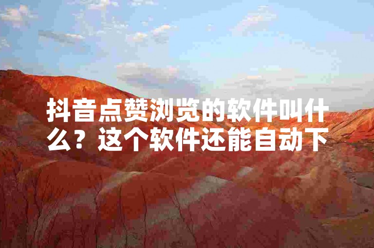 抖音点赞浏览的软件叫什么？这个软件还能自动下单！