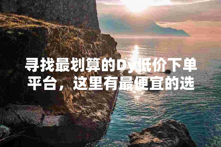 寻找最划算的Dy低价下单平台，这里有最便宜的选择！