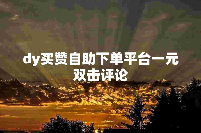 dy买赞自助下单平台一元双击评论
