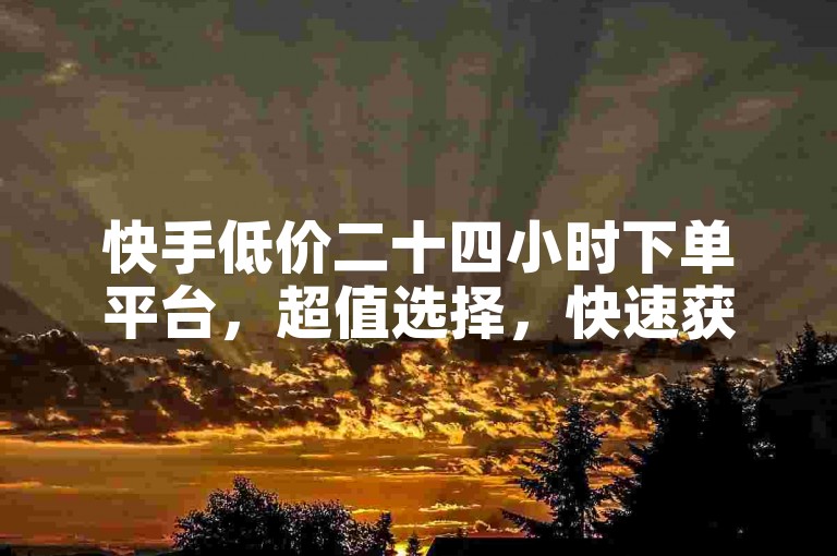 快手低价二十四小时下单平台，超值选择，快速获取内容