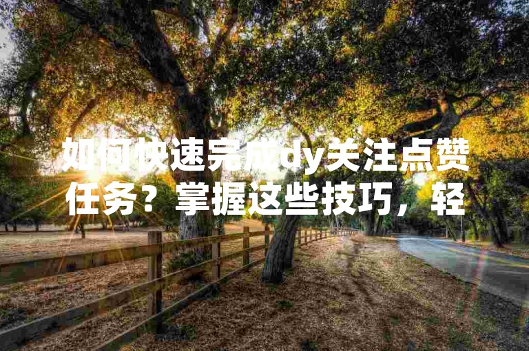 如何快速完成dy关注点赞任务？掌握这些技巧，轻松完成！