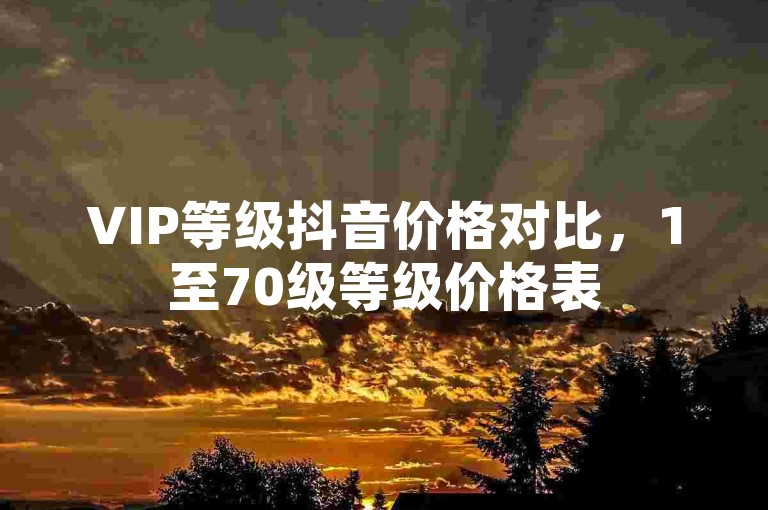 VIP等级抖音价格对比，1至70级等级价格表