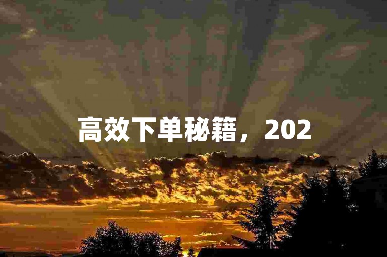 高效下单秘籍，2025年必学技术