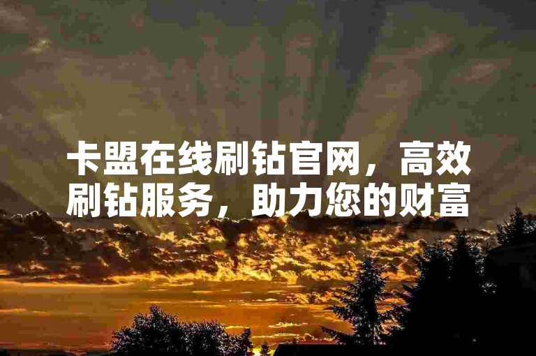 卡盟在线刷钻官网，高效刷钻服务，助力您的财富增长