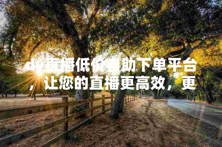 dy直播低价自助下单平台，让您的直播更高效，更吸引人！