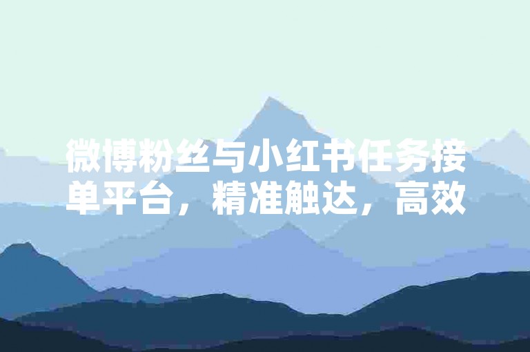 微博粉丝与小红书任务接单平台，精准触达，高效转化，提升粉丝活跃度
