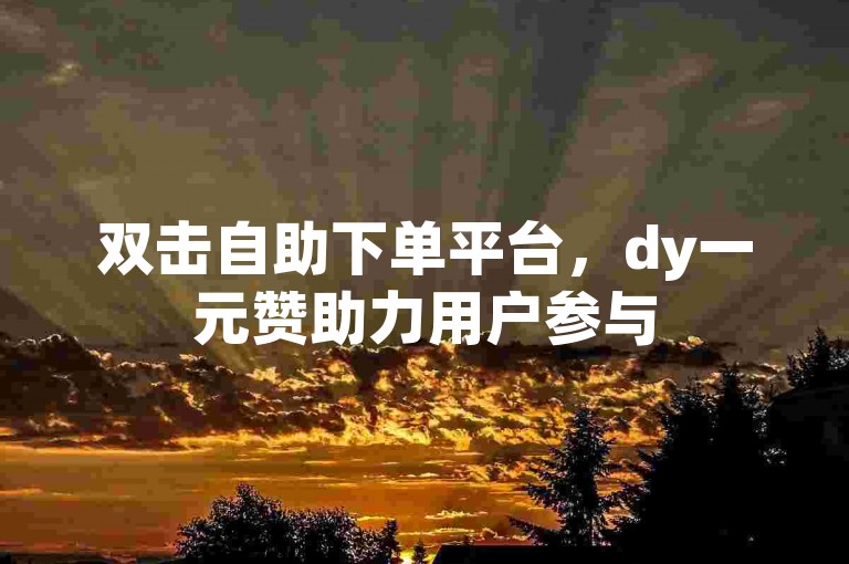 双击自助下单平台，dy一元赞助力用户参与