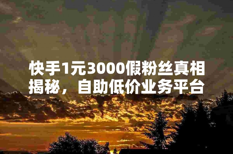 快手1元3000假粉丝真相揭秘，自助低价业务平台背后的高收益陷阱！