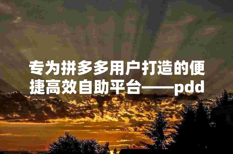 专为拼多多用户打造的便捷高效自助平台——pdd刷刀网