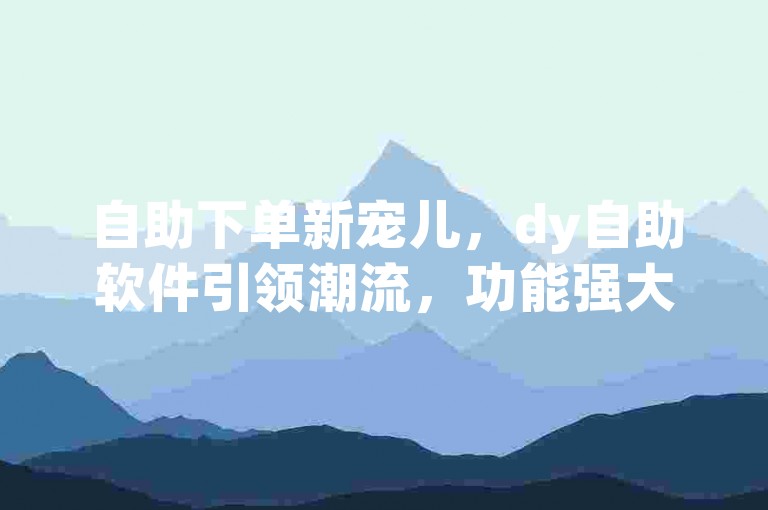 自助下单新宠儿，dy自助软件引领潮流，功能强大！