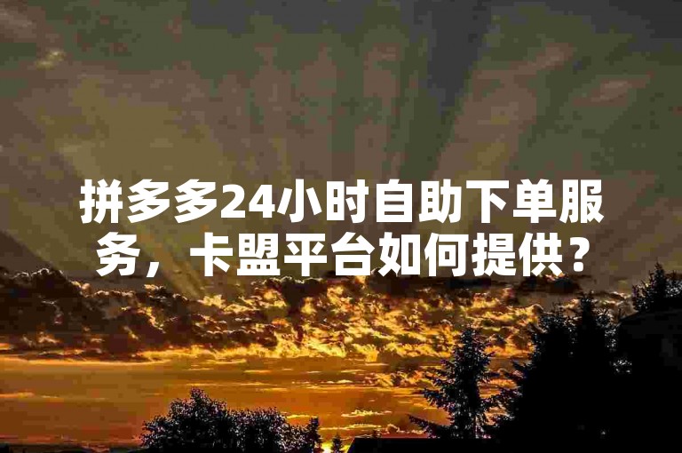 拼多多24小时自助下单服务，卡盟平台如何提供？