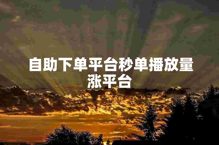 自助下单平台秒单播放量涨平台