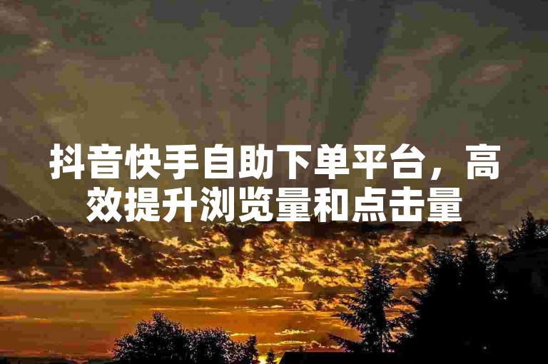 抖音快手自助下单平台，高效提升浏览量和点击量