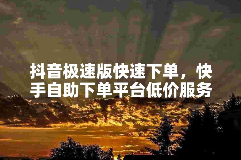 抖音极速版快速下单，快手自助下单平台低价服务推荐