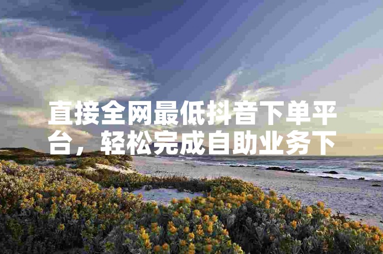 直接全网最低抖音下单平台，轻松完成自助业务下单