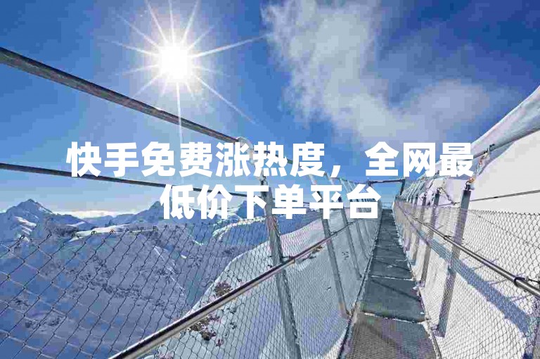 快手免费涨热度，全网最低价下单平台