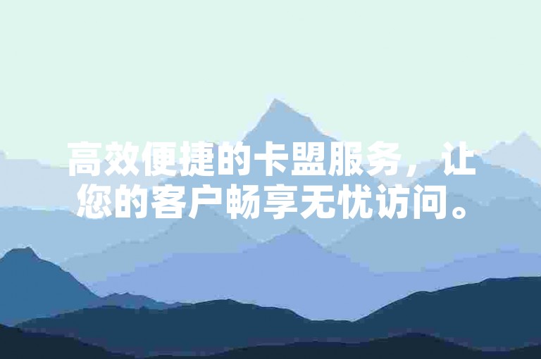 高效便捷的卡盟服务，让您的客户畅享无忧访问。