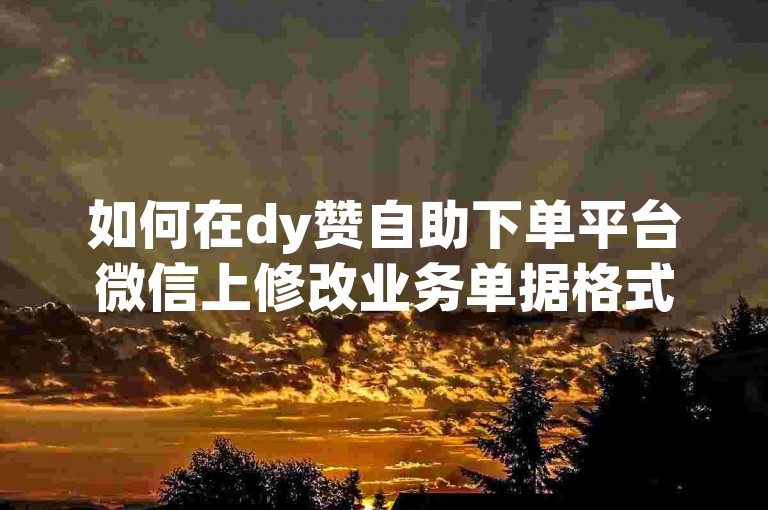 如何在dy赞自助下单平台微信上修改业务单据格式