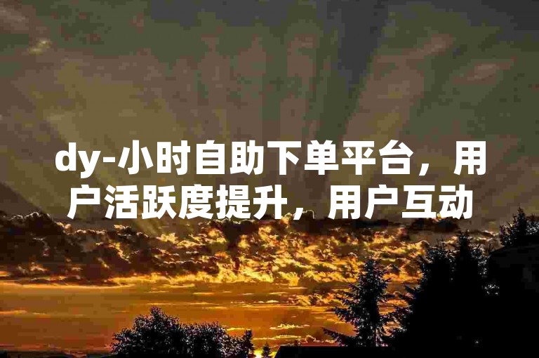 dy-小时自助下单平台，用户活跃度提升，用户互动更高效