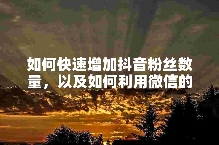如何快速增加抖音粉丝数量，以及如何利用微信的自助下单功能