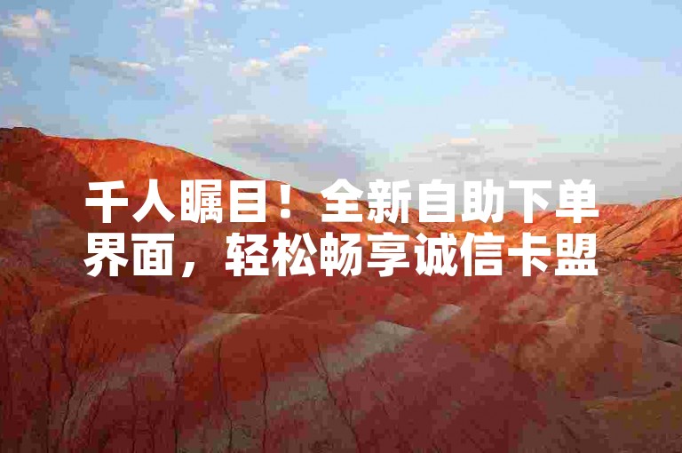 千人瞩目！全新自助下单界面，轻松畅享诚信卡盟在线服务