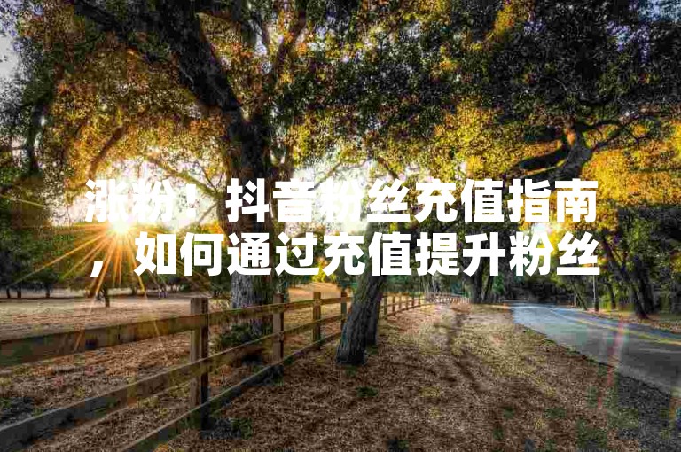 涨粉！抖音粉丝充值指南，如何通过充值提升粉丝数量，轻松涨粉！