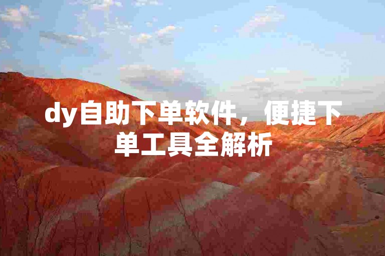 dy自助下单软件，便捷下单工具全解析