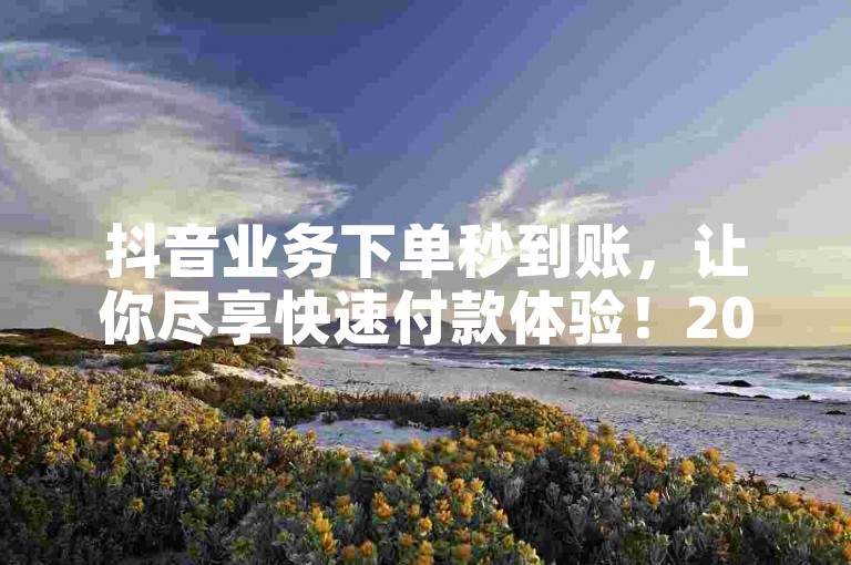 抖音业务下单秒到账，让你尽享快速付款体验！2024必学