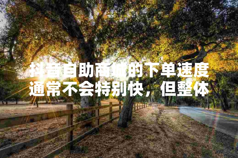 抖音自助商城的下单速度通常不会特别快，但整体体验还是不错的。支付方面，抖音可能不如传统支付快，但可以通过选择合适的支付方式（如微信支付或支付宝）来提升下单效率。建议用户选择合适的支付方式，以确保下单时间更短。
