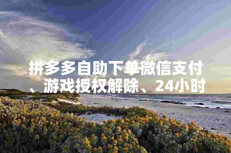 拼多多自助下单微信支付、游戏授权解除、24小时支持、免费涨粉丝。