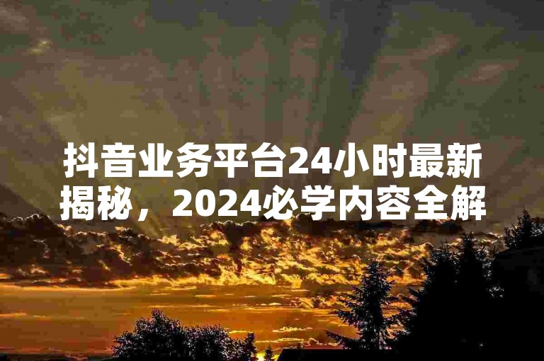 抖音业务平台24小时最新揭秘，2024必学内容全解析