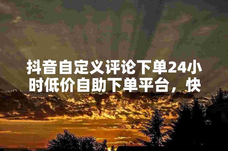抖音自定义评论下单24小时低价自助下单平台，快速下单、低价、便捷、高效、抖音用户活跃、便捷获取信息