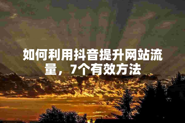 如何利用抖音提升网站流量，7个有效方法