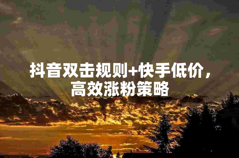 抖音双击规则+快手低价，高效涨粉策略