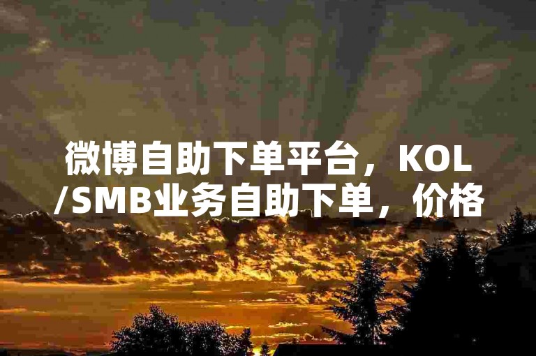 微博自助下单平台，KOL/SMB业务自助下单，价格优惠，快速响应