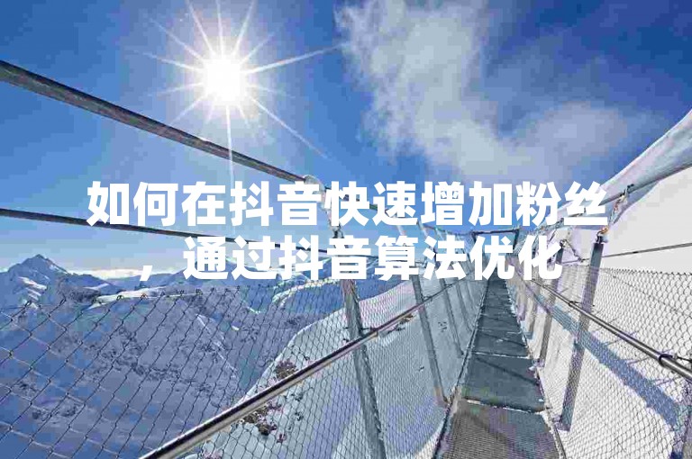 如何在抖音快速增加粉丝，通过抖音算法优化