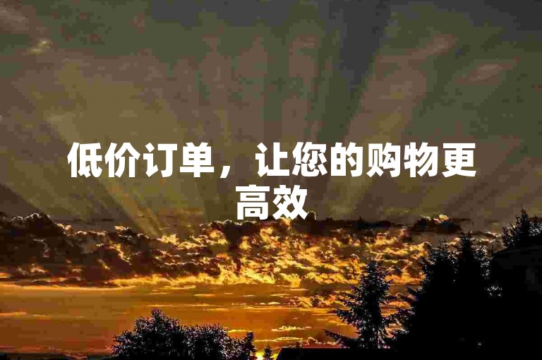 低价订单，让您的购物更高效
