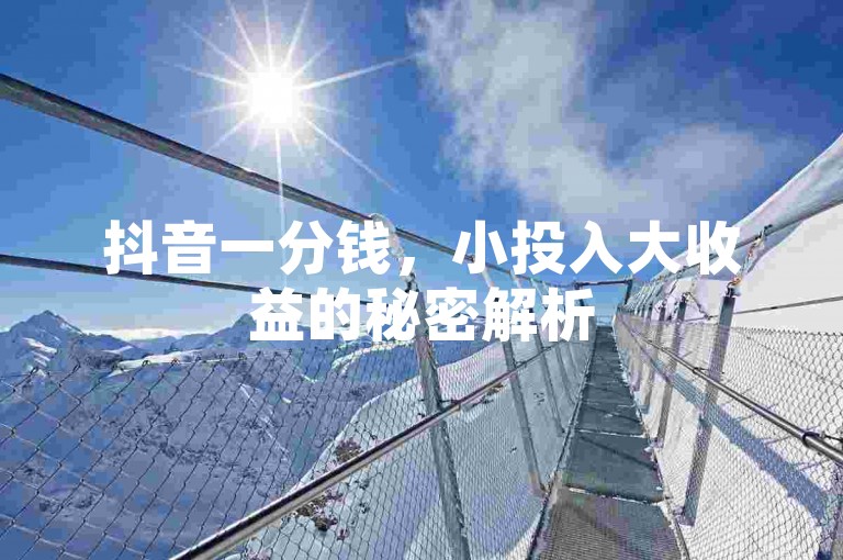 抖音一分钱，小投入大收益的秘密解析