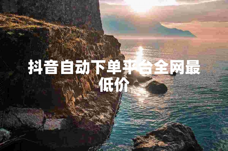 抖音自动下单平台全网最低价