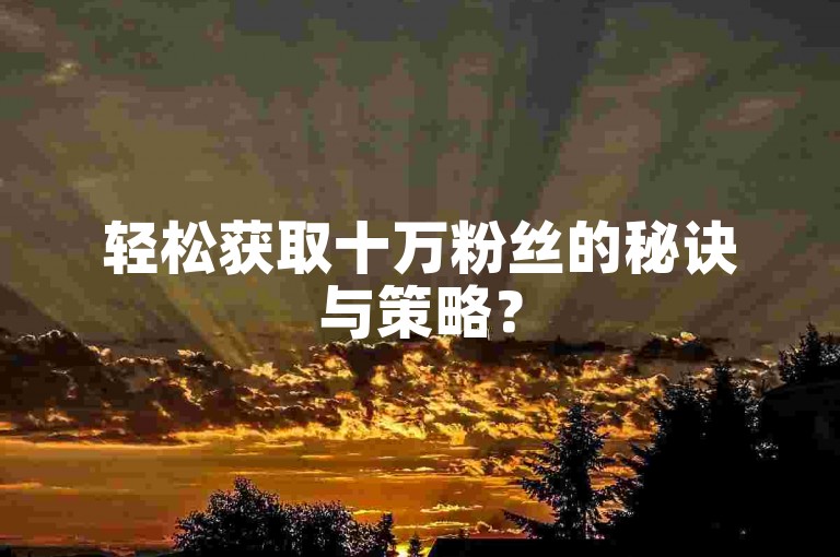 轻松获取十万粉丝的秘诀与策略？
