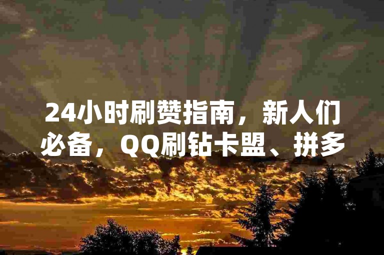 24小时刷赞指南，新人们必备，QQ刷钻卡盟、拼多多、助力平台、qq空间、访客量平台一网打尽