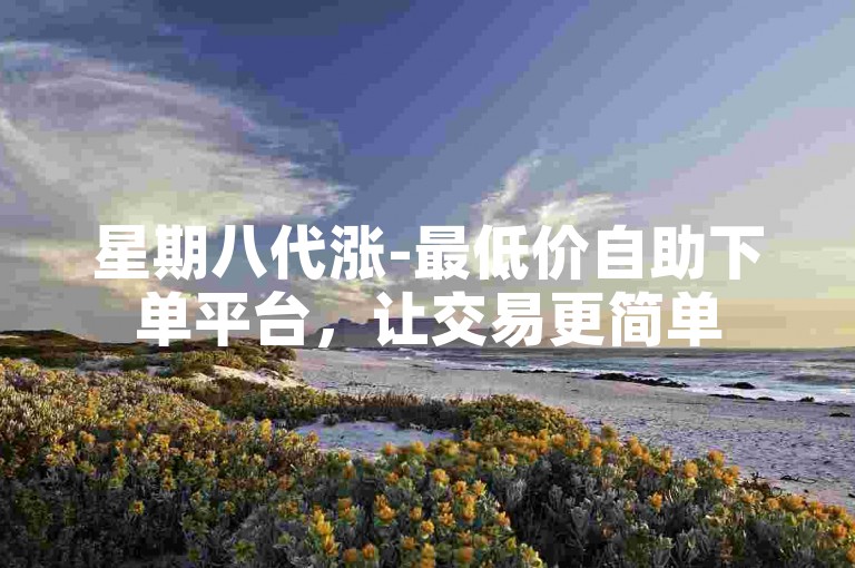 星期八代涨-最低价自助下单平台，让交易更简单