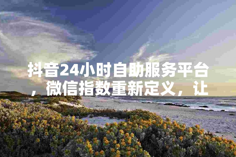 抖音24小时自助服务平台，微信指数重新定义，让短视频平台焕发新生