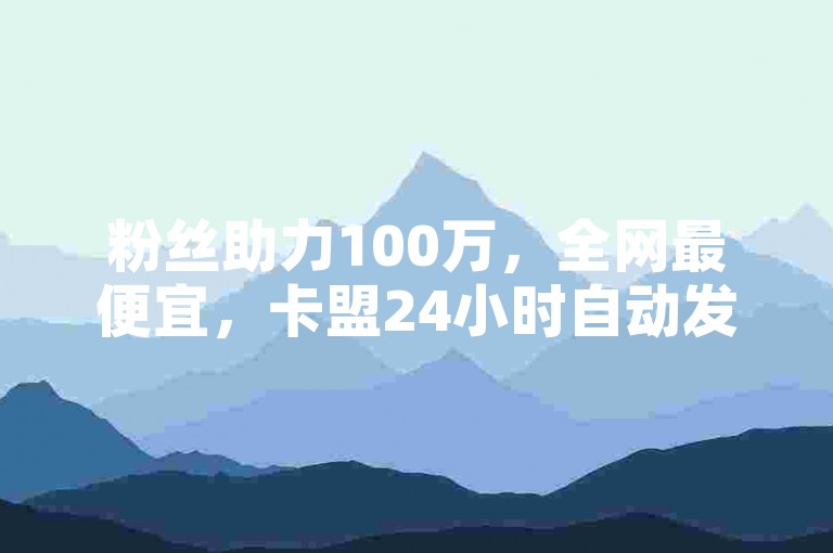 粉丝助力100万，全网最便宜，卡盟24小时自动发卡，24自助下单，真的吗？